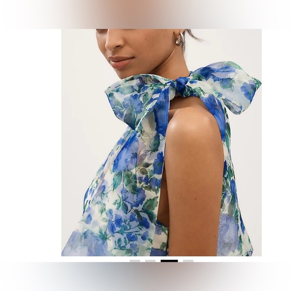 Anthropologie BHLDN Kendall High-Neck Scarf Floral Organza Maxi Dress size S - Picture 4 of 16